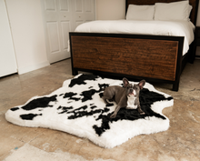 Load image into Gallery viewer, Animal Print Memory Foam Dog Bed - Black Faux Cowhide